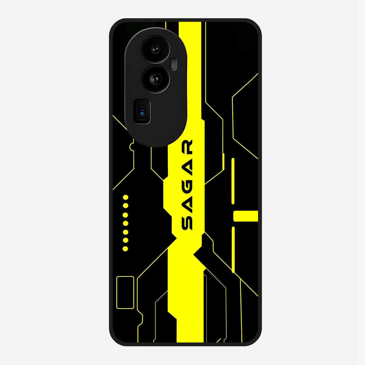  Neon CYBERPUNK Custom Name Glass Case For Oppo Reno 10 Pro Plus back cover – full design glossy printed glass finish
