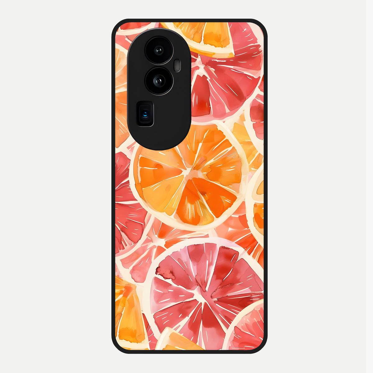  Orange Fruits Pattern Glass Case For Oppo Reno 10 Pro Plus back cover – full design glossy printed glass finish