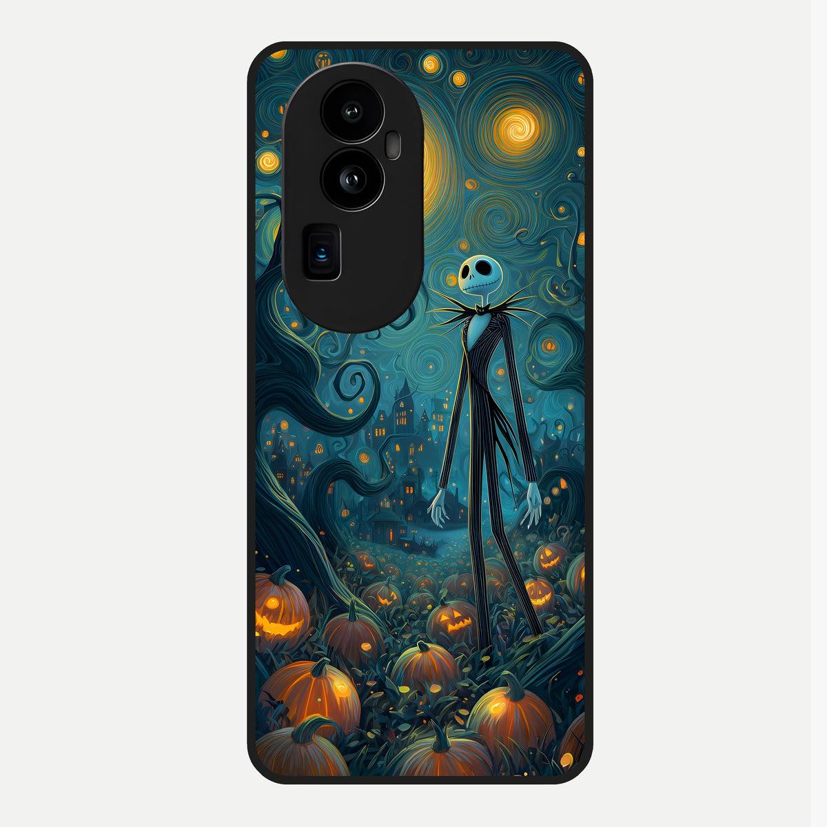  Pumpkin Moon Night Glass Case For Oppo Reno 10 Pro Plus back cover – full design glossy printed glass finish