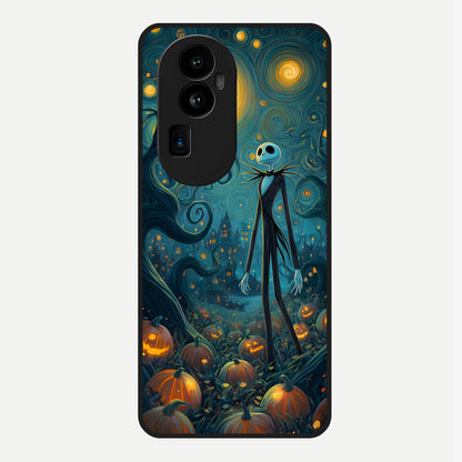  Pumpkin Moon Night Glass Case For Oppo Reno 10 Pro Plus back cover – full design glossy printed glass finish