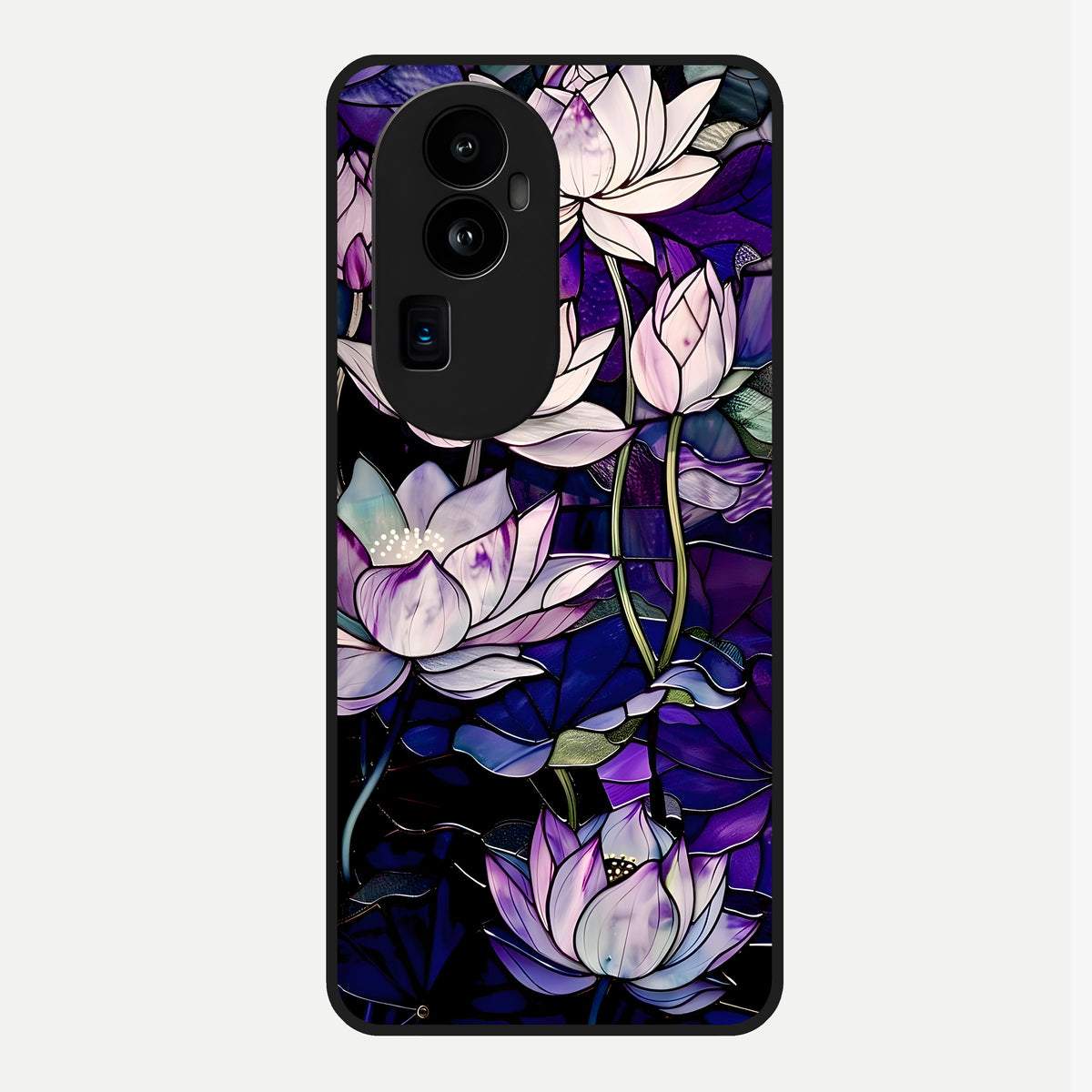  Purple Lotus Pattern Glass Case For Oppo Reno 10 Pro Plus back cover – full design glossy printed glass finish