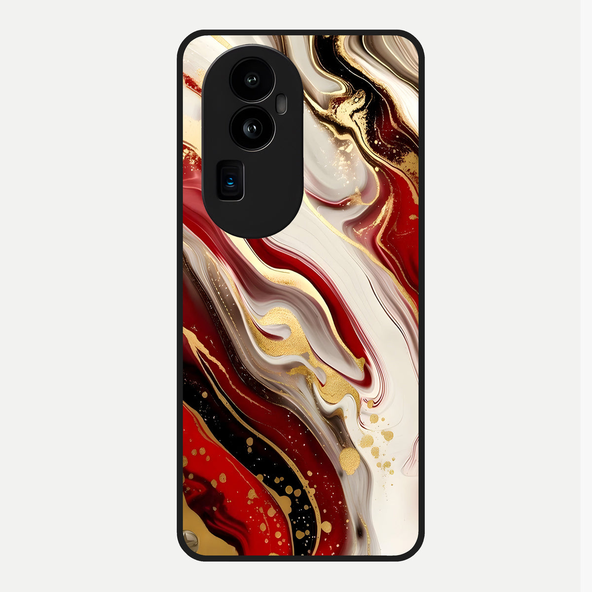  Red And White Marble Glass Case For Oppo Reno 10 Pro Plus back cover – full design glossy printed glass finish