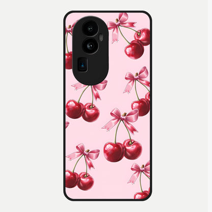  Red Cherries Pattern Glass Case For Oppo Reno 10 Pro Plus back cover – full design glossy printed glass finish