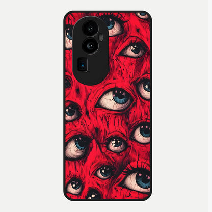  Red Eyes Pattern Glass Case For Oppo Reno 10 Pro Plus back cover – full design glossy printed glass finish