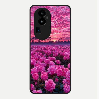  Rose Sunset Valley Glass Case For Oppo Reno 10 Pro Plus back cover – full design glossy printed glass finish