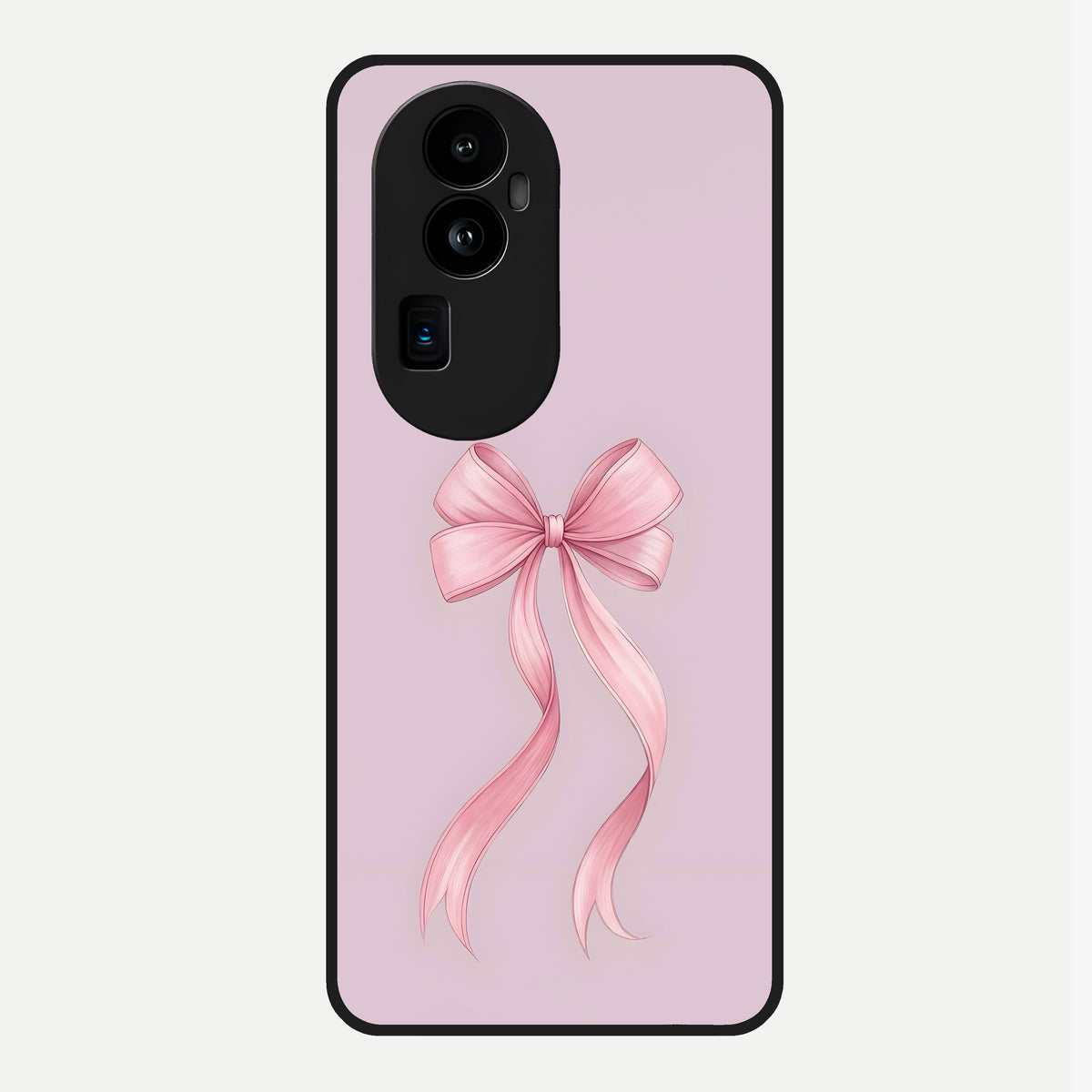  Soft Blush Bow Glass Case For Oppo Reno 10 Pro Plus back cover – full design glossy printed glass finish