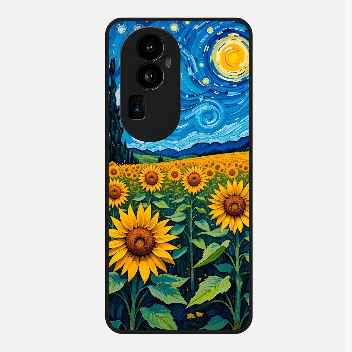  Starry Sunflower Dreams Glass Case For Oppo Reno 10 Pro Plus back cover – full design glossy printed glass finish