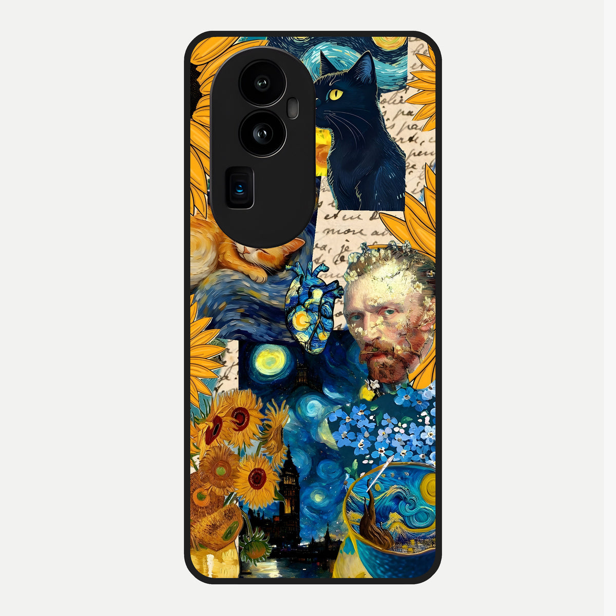  Sunflower Chic Mood Custom Name Glass Case For Oppo Reno 10 Pro Plus back cover – full design glossy printed glass finish