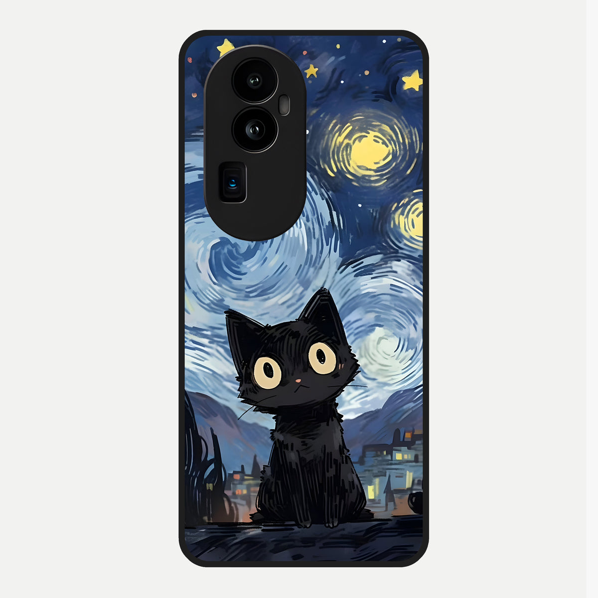  Van Gogh Cat Glass Case For Oppo Reno 10 Pro Plus back cover – full design glossy printed glass finish