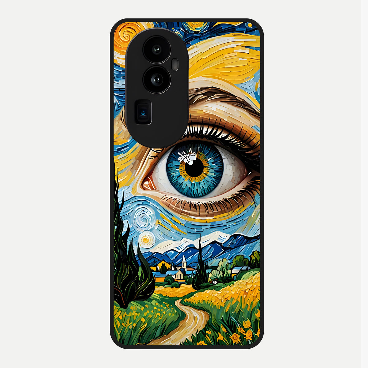  Van Gogh Eye Glass Case For Oppo Reno 10 Pro Plus back cover – full design glossy printed glass finish