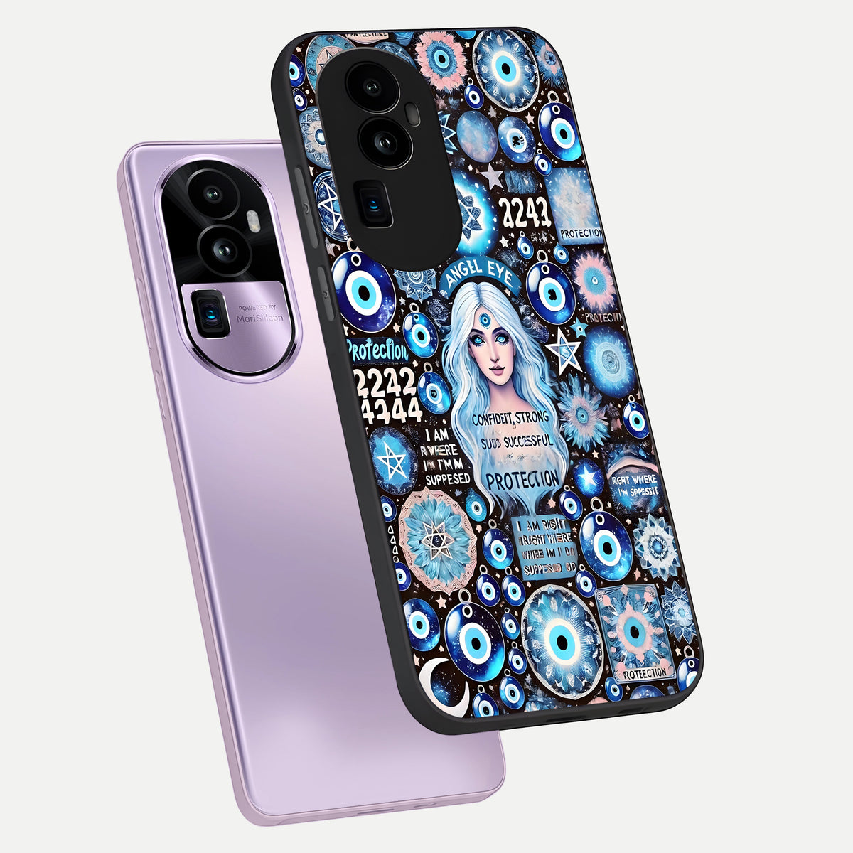  Angel Aura Shield phone case For Oppo Reno 10 Pro Plus showing premium glass back cover with detailed artwork