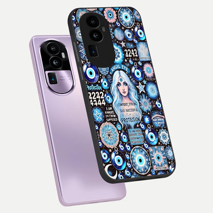  Angel Aura Shield phone case For Oppo Reno 10 Pro Plus showing premium glass back cover with detailed artwork