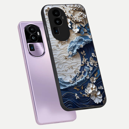  Blossom Wave Art phone case For Oppo Reno 10 Pro Plus showing premium glass back cover with detailed artwork