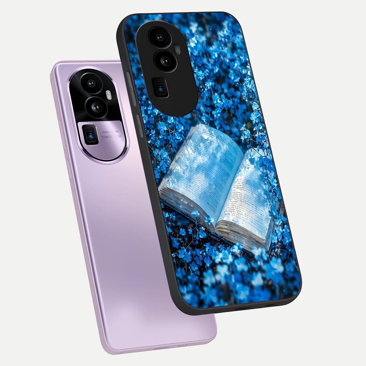  Blue Bloom Tales phone case For Oppo Reno 10 Pro Plus showing premium glass back cover with detailed artwork