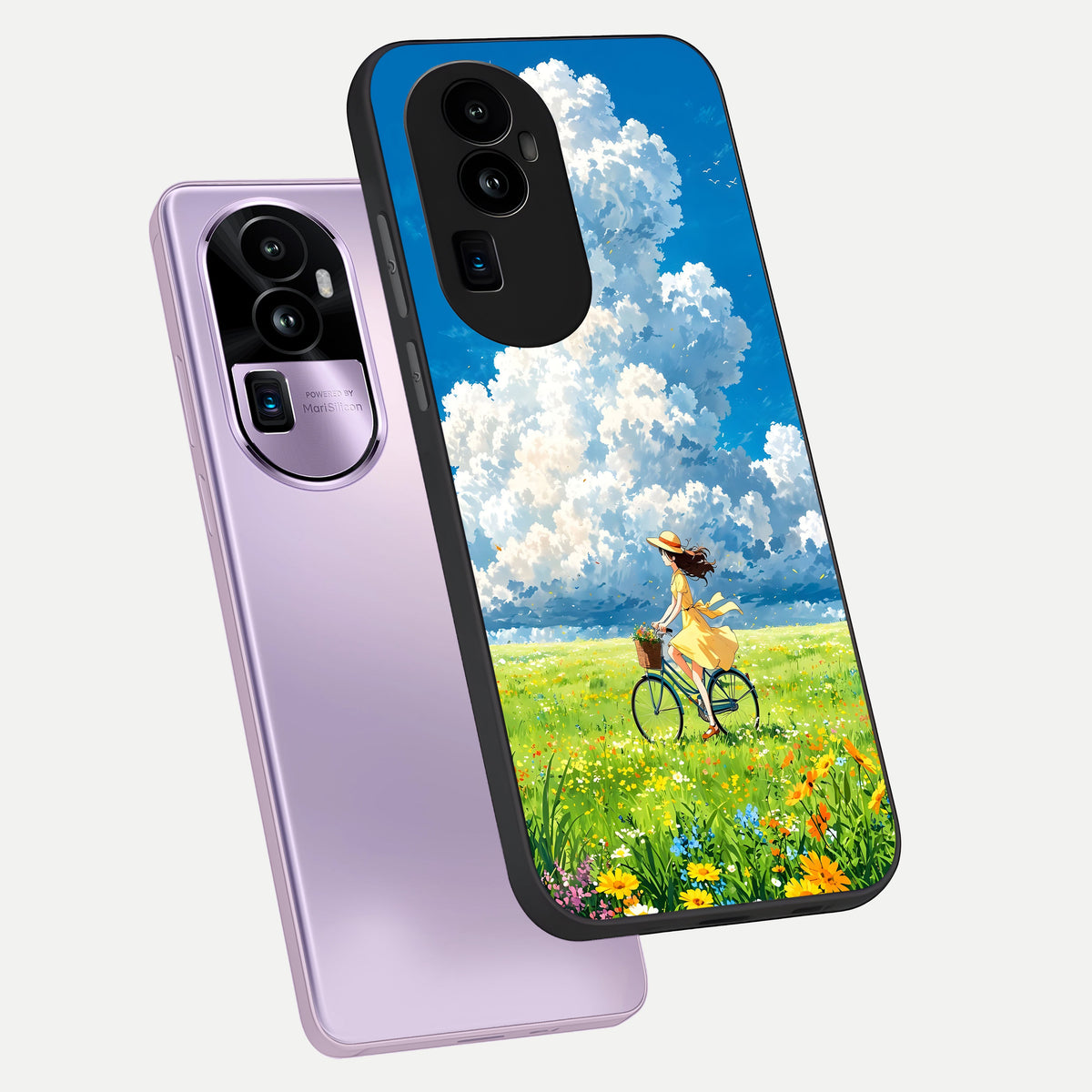 Breezy Meadow Ride phone case For Oppo Reno 10 Pro Plus showing premium glass back cover with detailed artwork