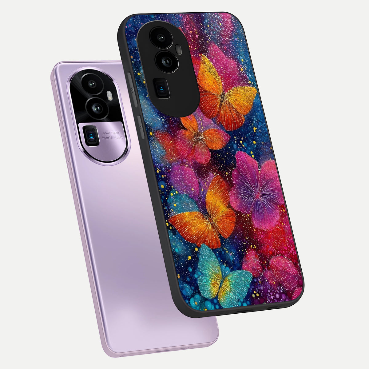  Butterfly Dream Mist phone case For Oppo Reno 10 Pro Plus showing premium glass back cover with detailed artwork