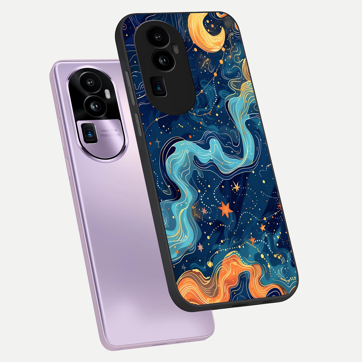  Celestial Dream Flow phone case For Oppo Reno 10 Pro Plus showing premium glass back cover with detailed artwork
