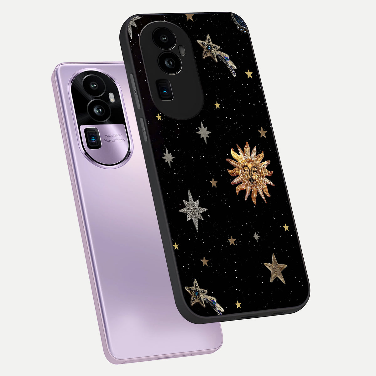  Celestial Moon With Stars phone case For Oppo Reno 10 Pro Plus showing premium glass back cover with detailed artwork