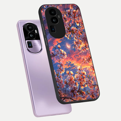  Celestial Sakura Sunset phone case For Oppo Reno 10 Pro Plus showing premium glass back cover with detailed artwork