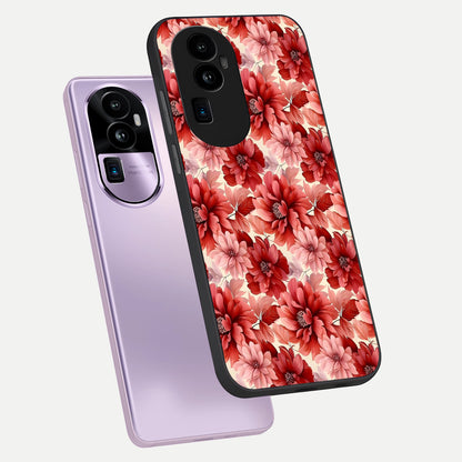  Crimson Love Petals phone case For Oppo Reno 10 Pro Plus showing premium glass back cover with detailed artwork