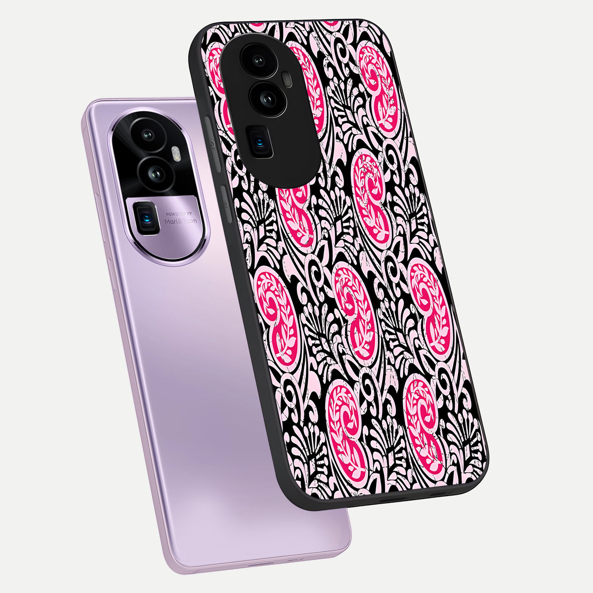  Crimson Paisley Charm phone case For Oppo Reno 10 Pro Plus showing premium glass back cover with detailed artwork