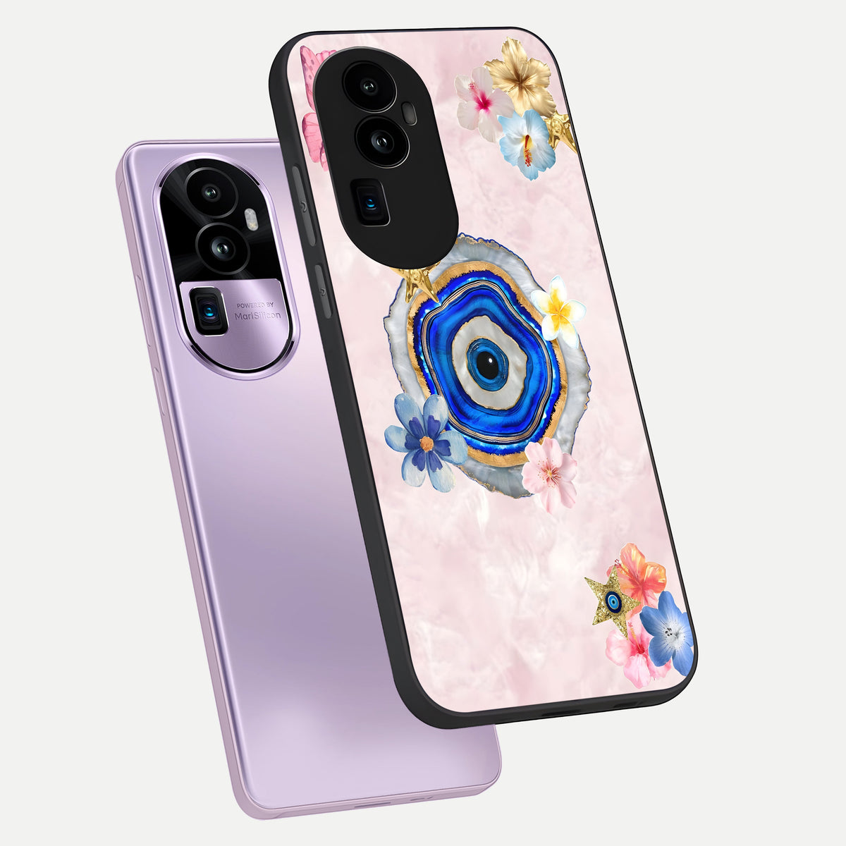  Divine Aura Bloom phone case For Oppo Reno 10 Pro Plus showing premium glass back cover with detailed artwork