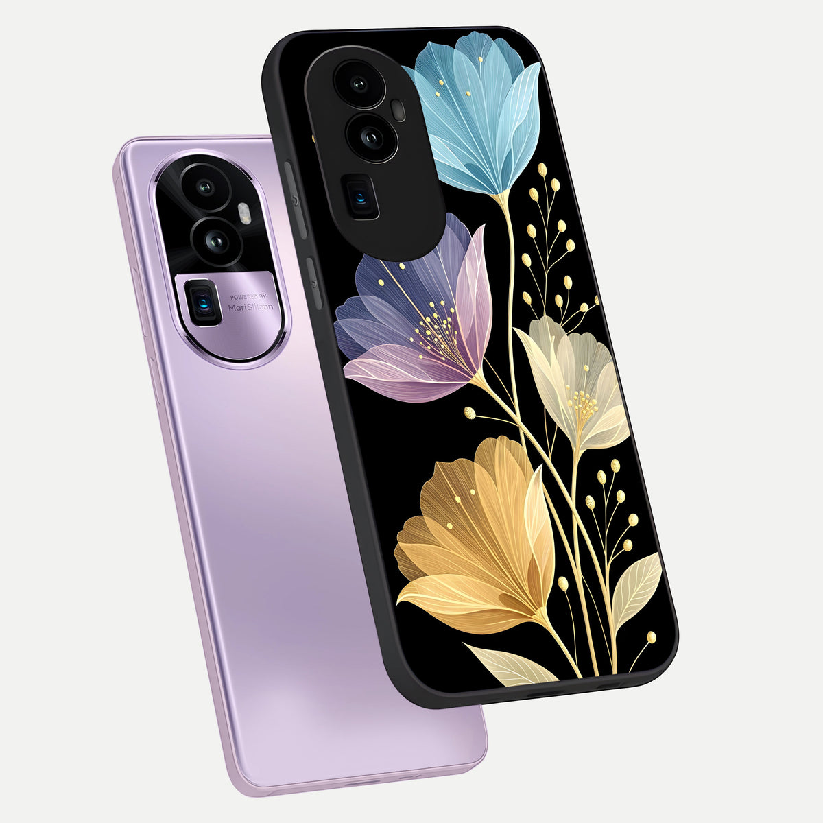  Flower Bloom Glow phone case For Oppo Reno 10 Pro Plus showing premium glass back cover with detailed artwork