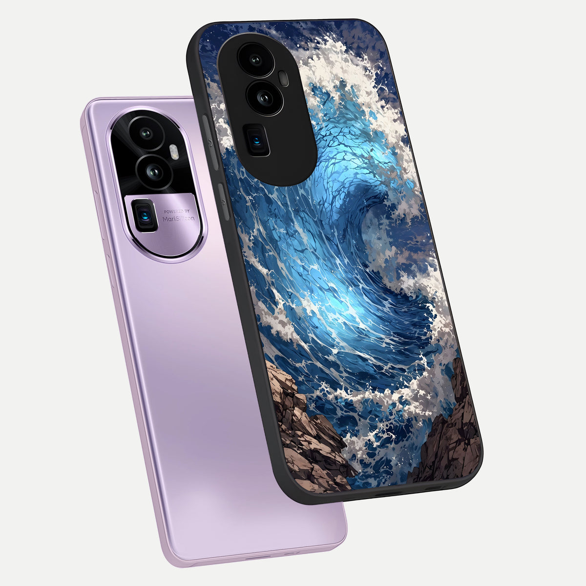  Giant Ocean Wave phone case For Oppo Reno 10 Pro Plus showing premium glass back cover with detailed artwork