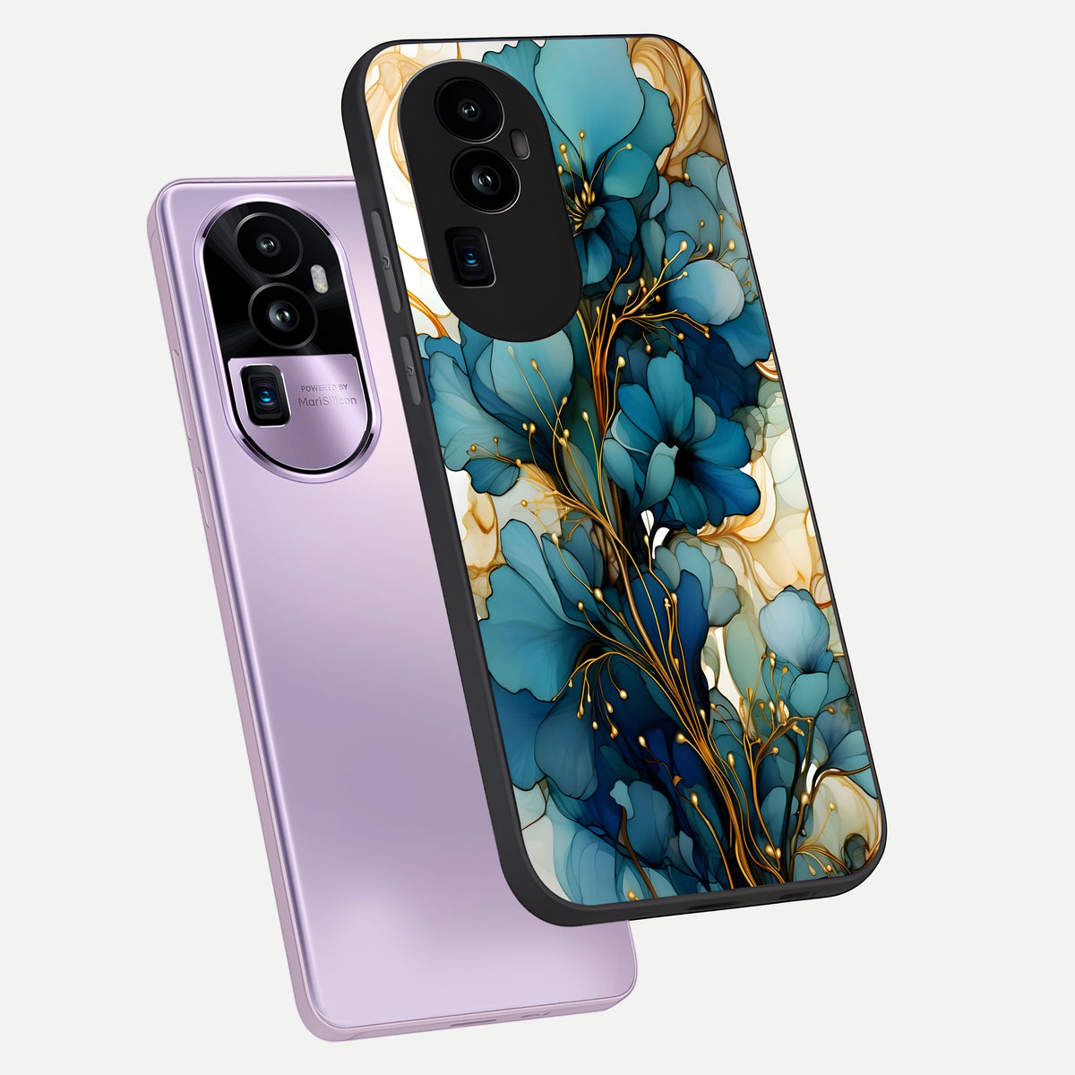  Golden Bloom Symphony phone case For Oppo Reno 10 Pro Plus showing premium glass back cover with detailed artwork