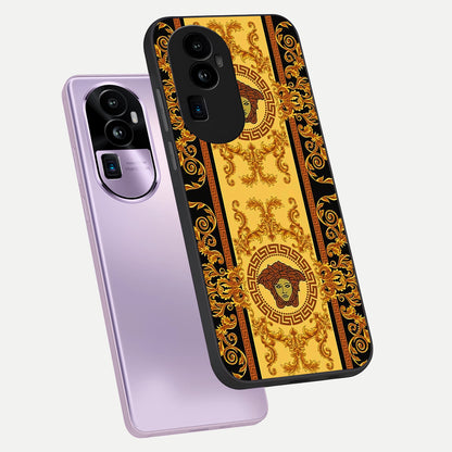  Golden Royal Heritage phone case For Oppo Reno 10 Pro Plus showing premium glass back cover with detailed artwork