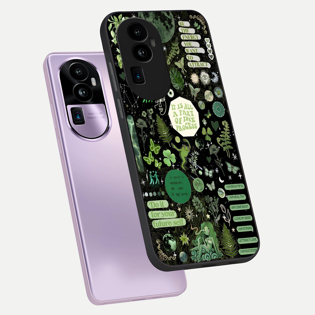  Green Mandala Pattern phone case For Oppo Reno 10 Pro Plus showing premium glass back cover with detailed artwork