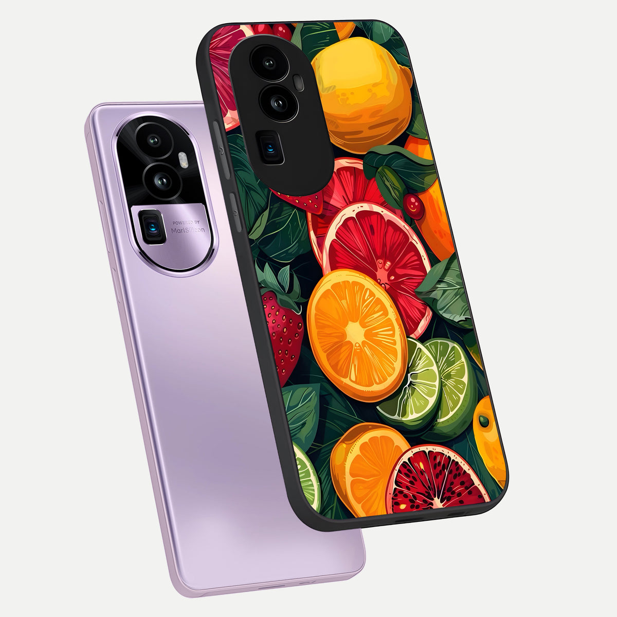  Multiple Fruits phone case For Oppo Reno 10 Pro Plus showing premium glass back cover with detailed artwork