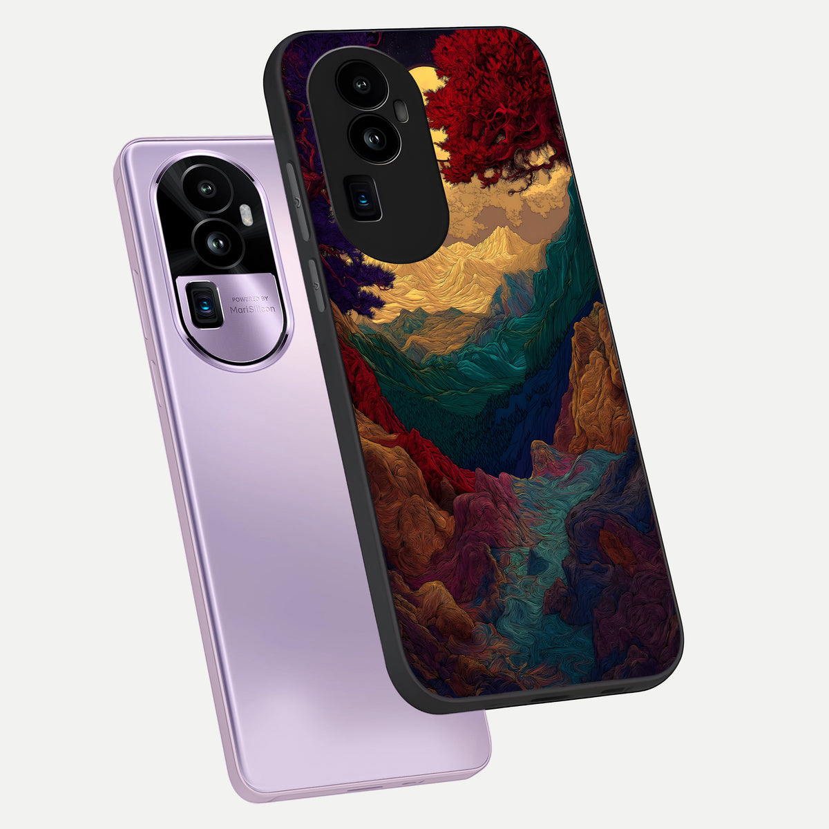  Mystic Valley Light phone case For Oppo Reno 10 Pro Plus showing premium glass back cover with detailed artwork