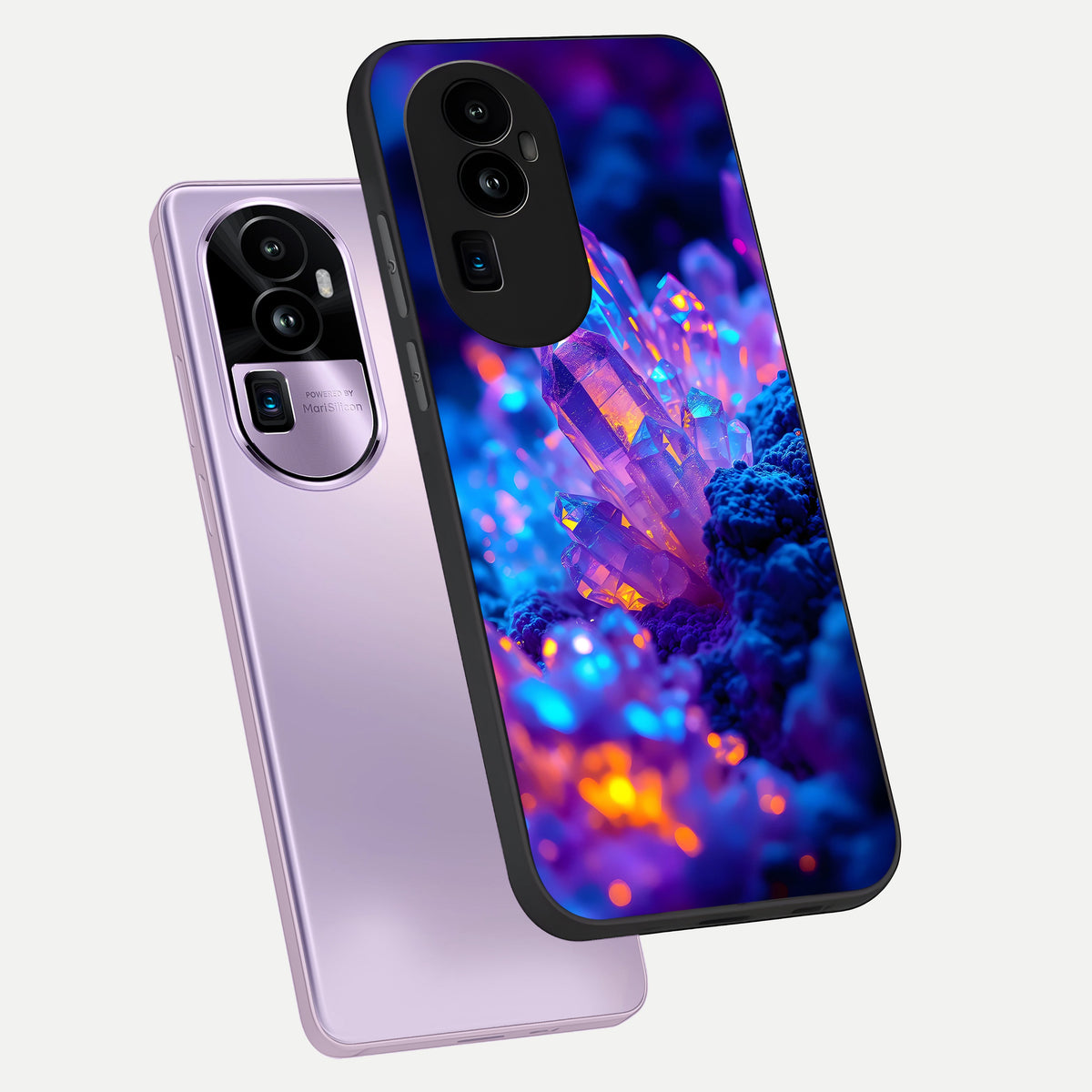  Neon Aura Shards phone case For Oppo Reno 10 Pro Plus showing premium glass back cover with detailed artwork