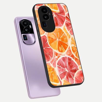 Orange Fruits Pattern phone case For Oppo Reno 10 Pro Plus showing premium glass back cover with detailed artwork