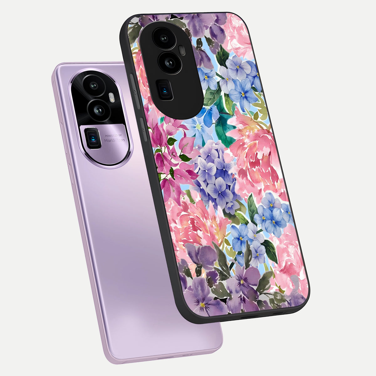  Pastel Floral Mix phone case For Oppo Reno 10 Pro Plus showing premium glass back cover with detailed artwork