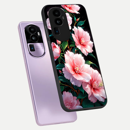  Peach Flower phone case For Oppo Reno 10 Pro Plus showing premium glass back cover with detailed artwork
