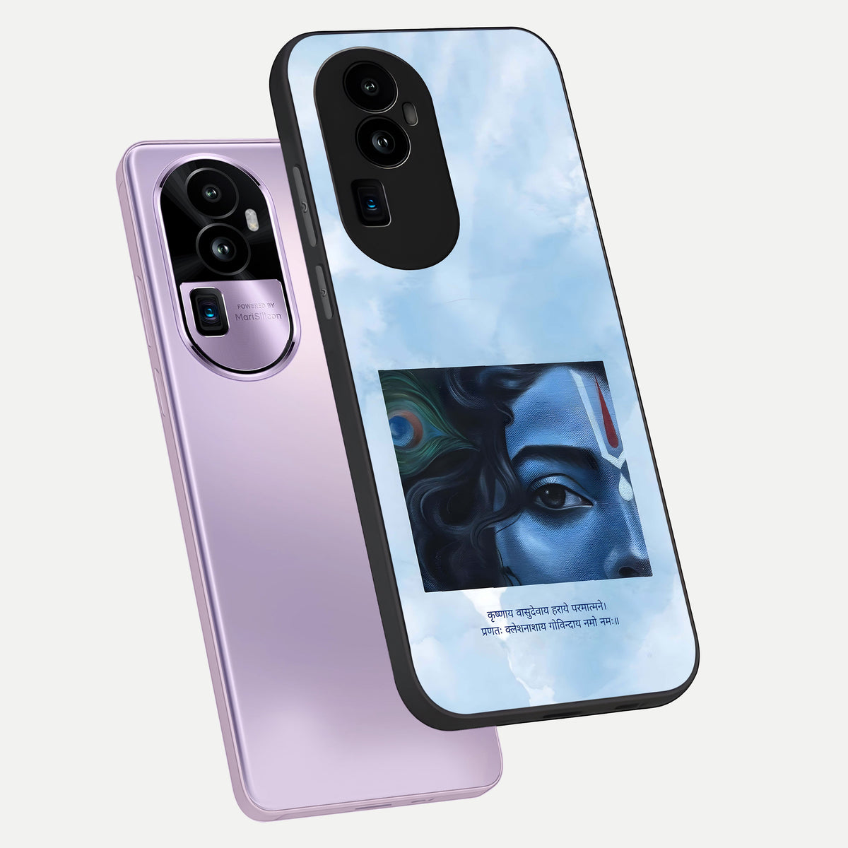  Spiritual Krishna phone case For Oppo Reno 10 Pro Plus showing premium glass back cover with detailed artwork