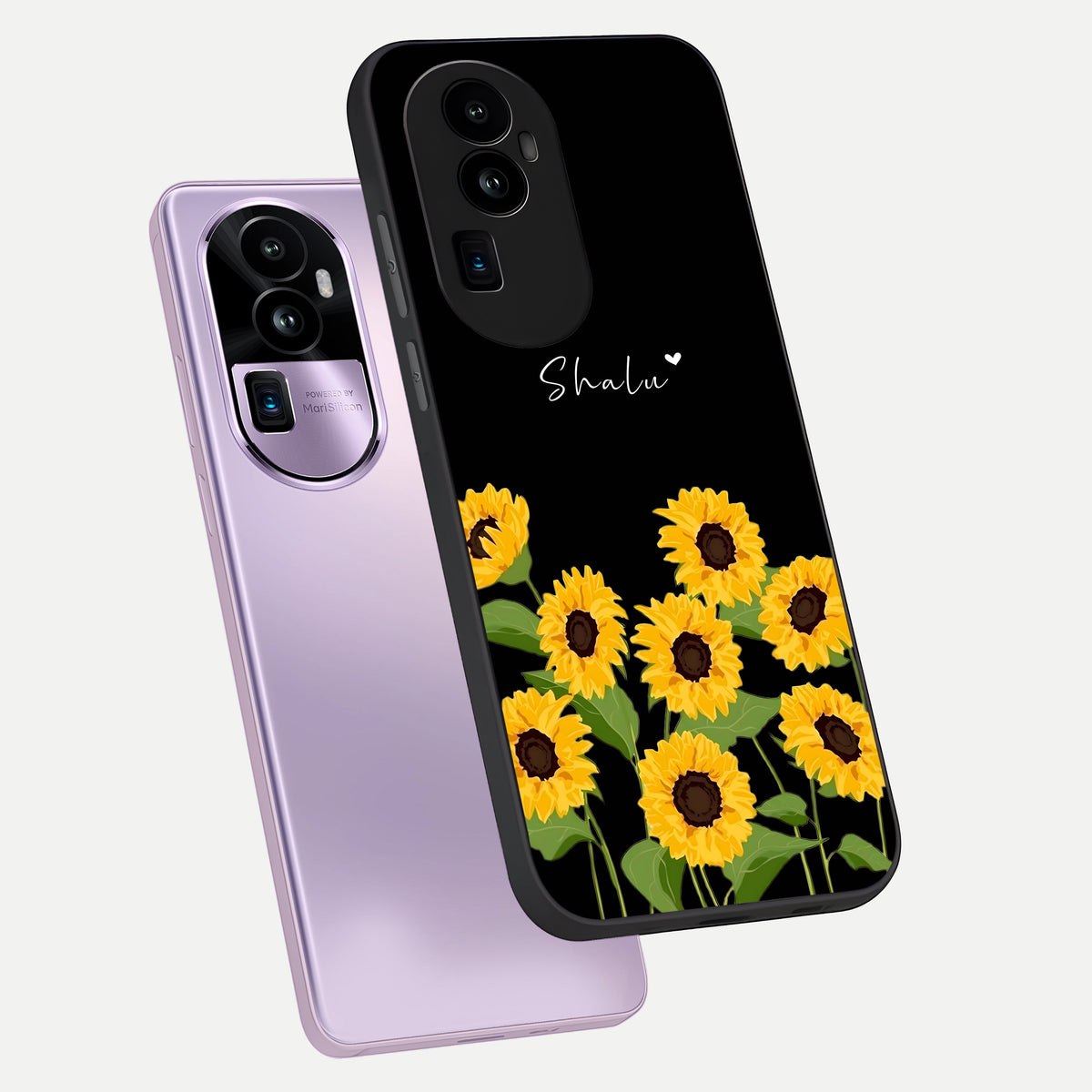  Sunflower Sky Bloom phone case For Oppo Reno 10 Pro Plus showing premium glass back cover with detailed artwork