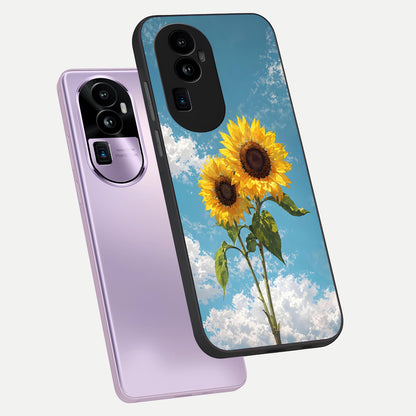  Sunlit Daisy Glow phone case For Oppo Reno 10 Pro Plus showing premium glass back cover with detailed artwork