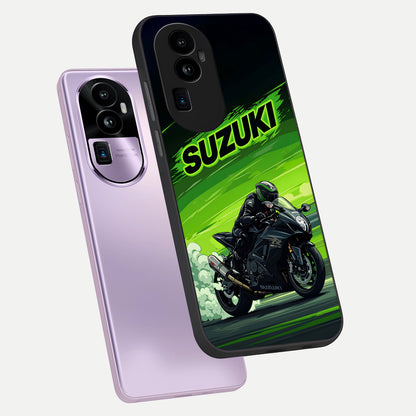  Suzuki Speed Beast phone case For Oppo Reno 10 Pro Plus showing premium glass back cover with detailed artwork