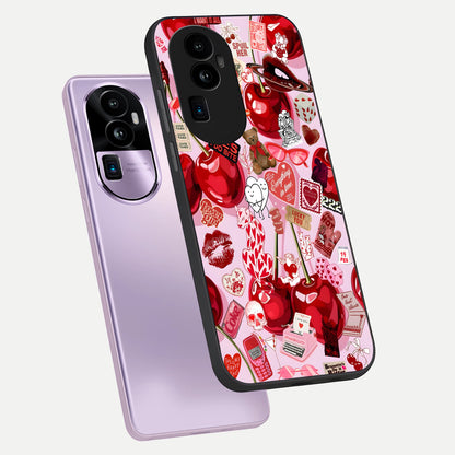  Sweet Cherry Chaos phone case For Oppo Reno 10 Pro Plus showing premium glass back cover with detailed artwork