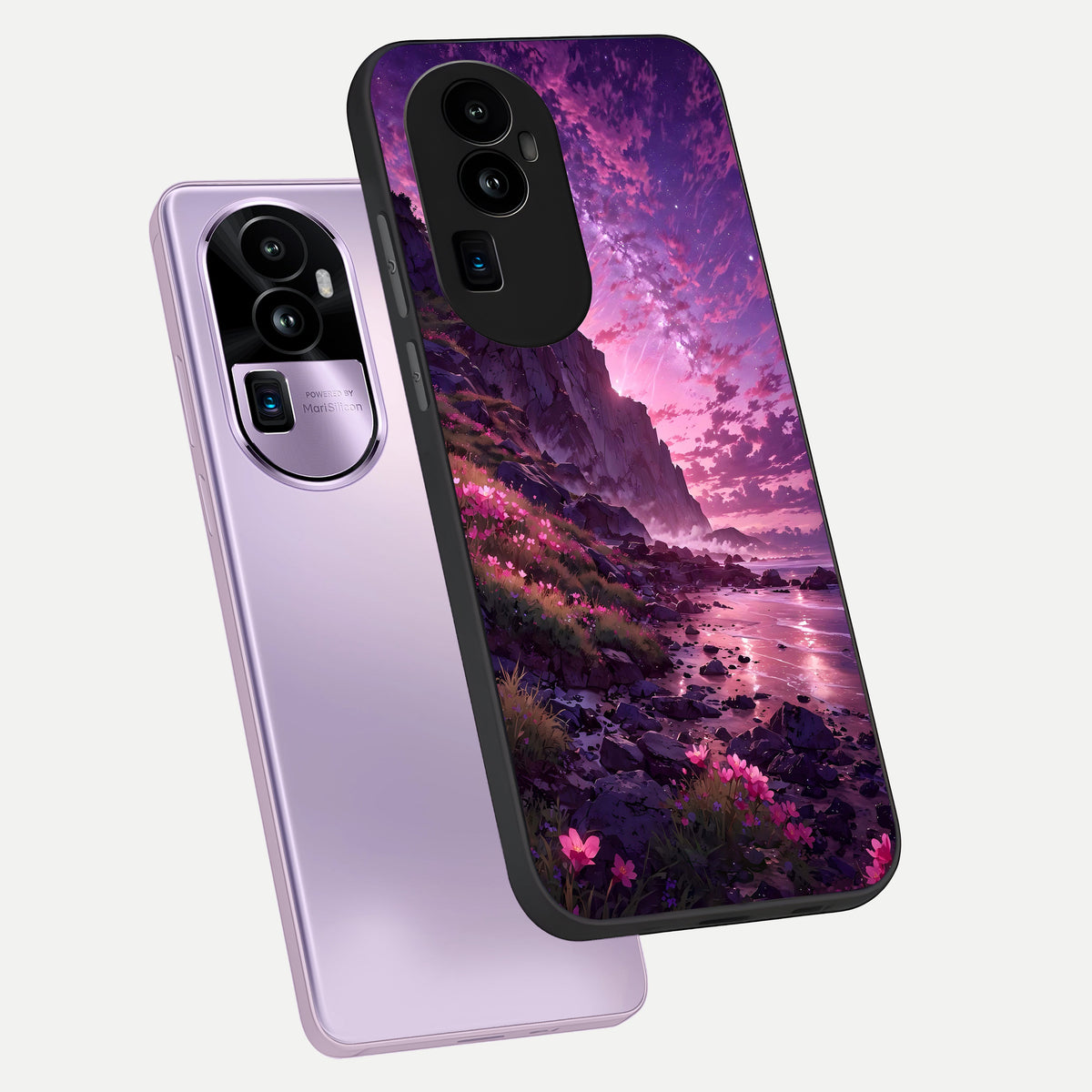  Twilight Blossom Coast phone case For Oppo Reno 10 Pro Plus showing premium glass back cover with detailed artwork