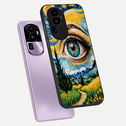  Van Gogh Eye phone case For Oppo Reno 10 Pro Plus showing premium glass back cover with detailed artwork