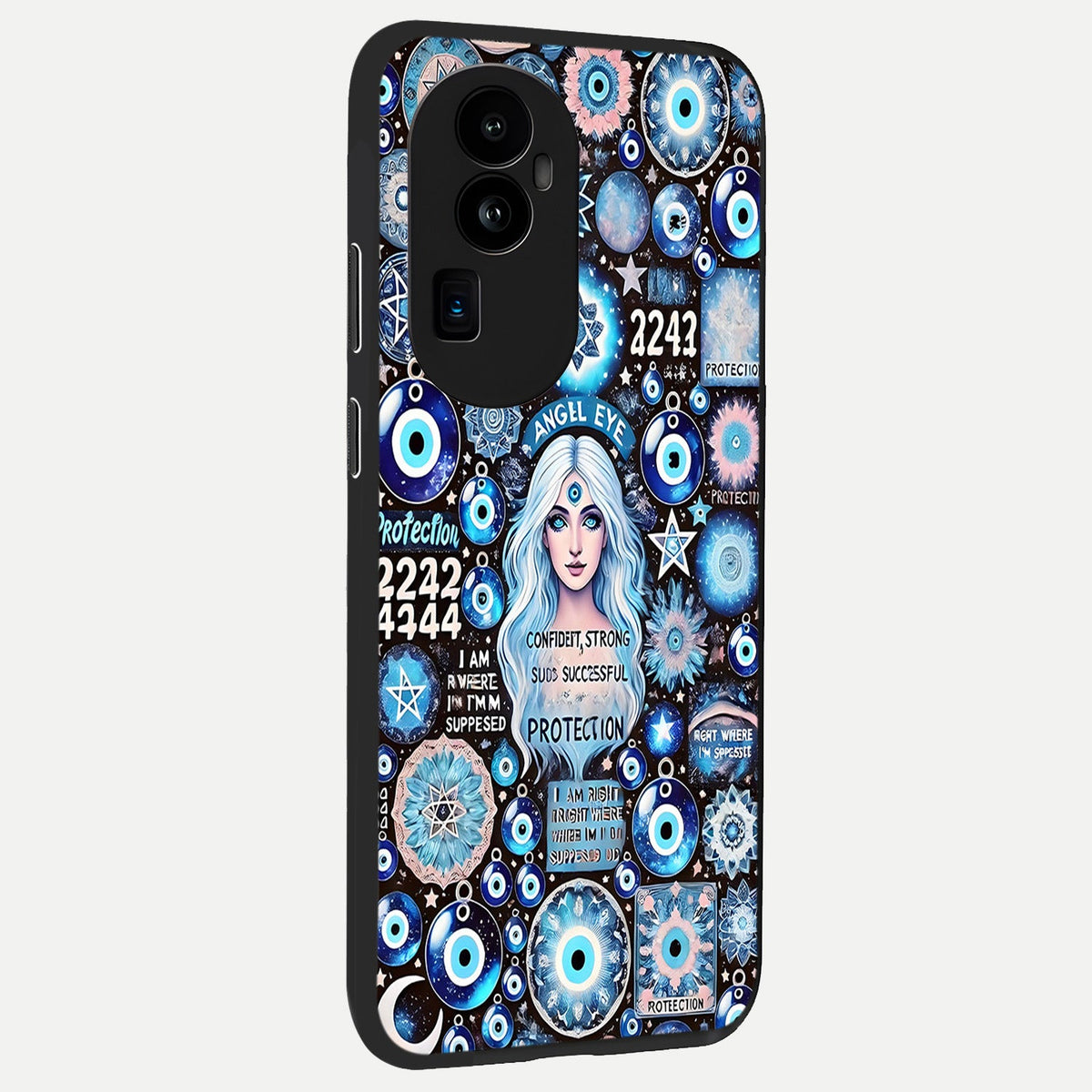  Angel Aura Shield back cover For Oppo Reno 10 Pro Plus slim fit glass case with vibrant aesthetic design