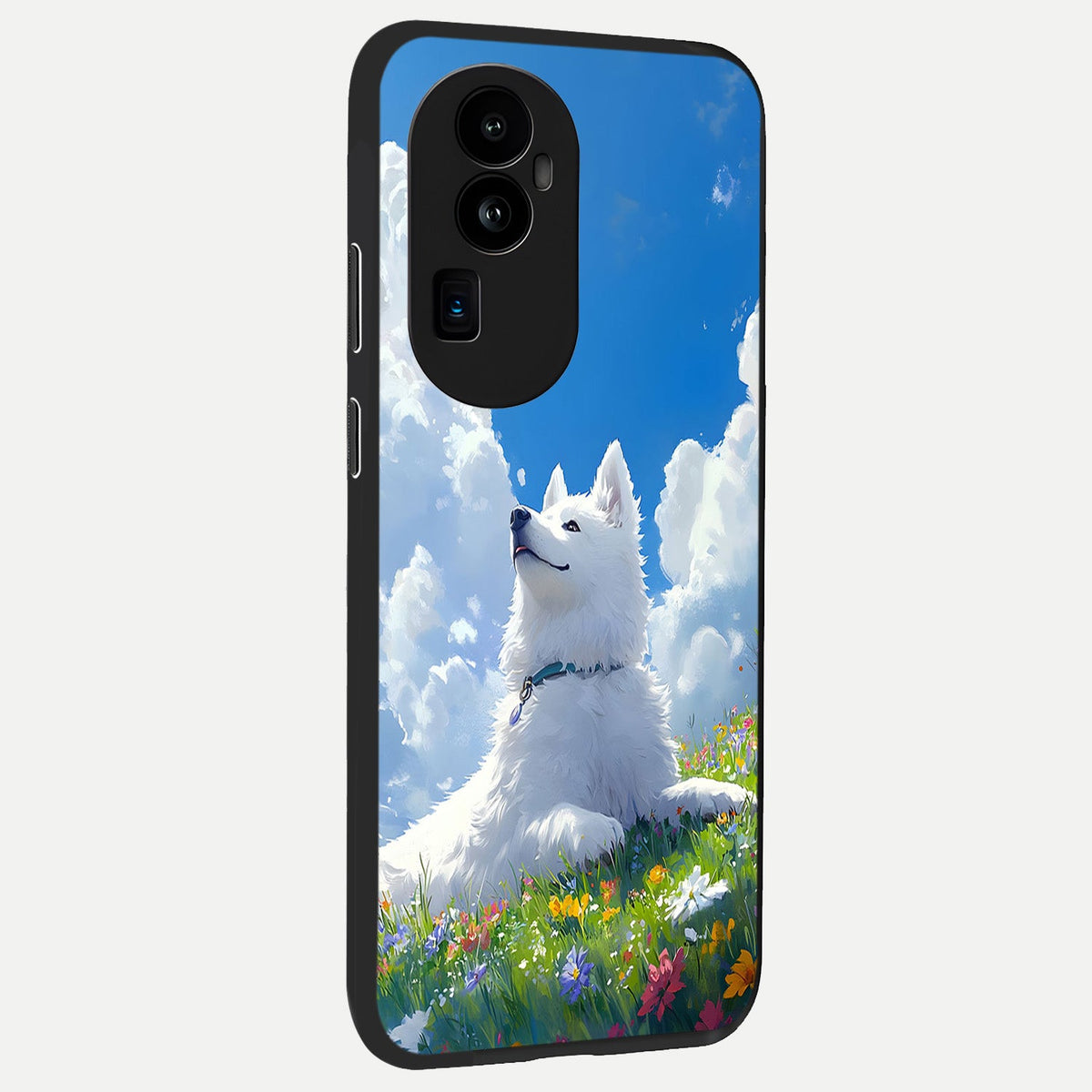  Blissful Cloud Pup back cover For Oppo Reno 10 Pro Plus slim fit glass case with vibrant aesthetic design