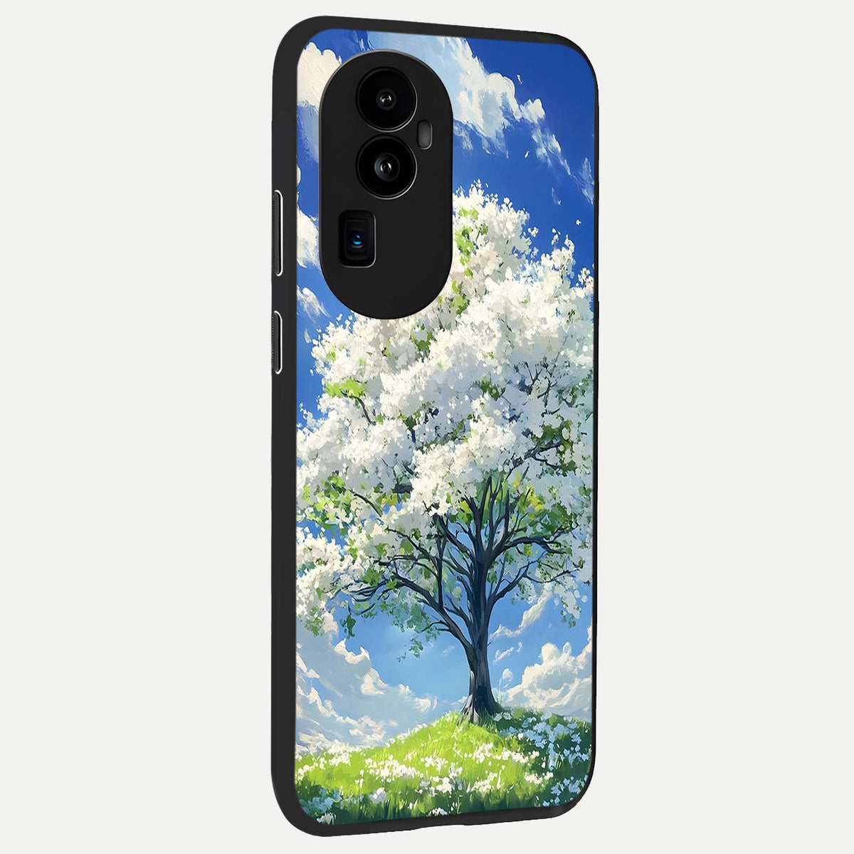  Blossom Sky Serenity back cover For Oppo Reno 10 Pro Plus slim fit glass case with vibrant aesthetic design