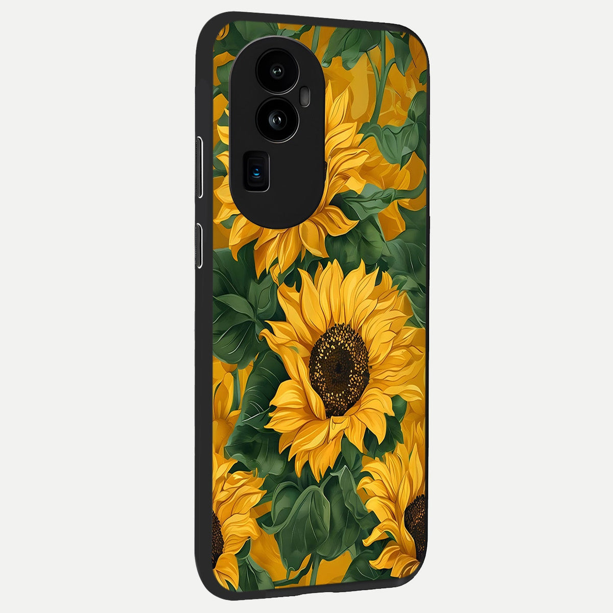  Bright Sunflower Bloom back cover For Oppo Reno 10 Pro Plus slim fit glass case with vibrant aesthetic design