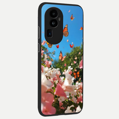  Butterflies In Bloom Sky back cover For Oppo Reno 10 Pro Plus slim fit glass case with vibrant aesthetic design