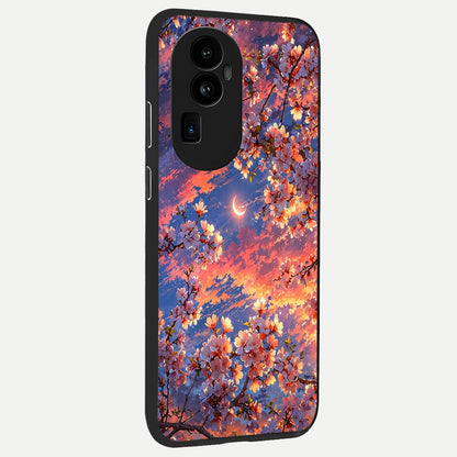  Celestial Sakura Sunset back cover For Oppo Reno 10 Pro Plus slim fit glass case with vibrant aesthetic design